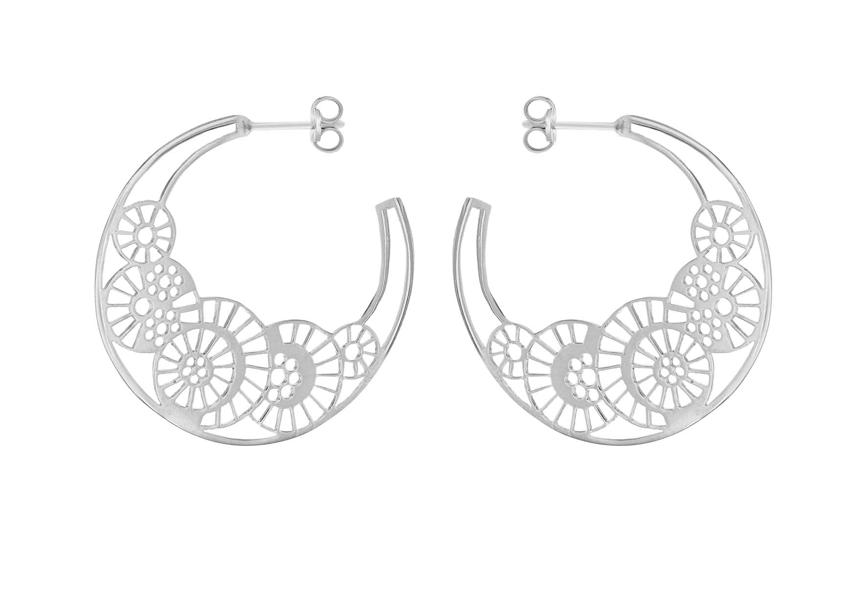 Sterling Silver 40mm CutoCut Graduated Hoop Earrings