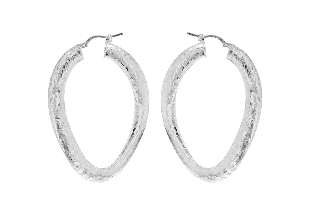 Sterling Silver Textured Organic Creole Earrings