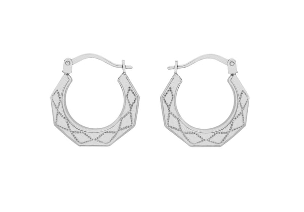 Sterling Silver Otagonal Creole Earrings