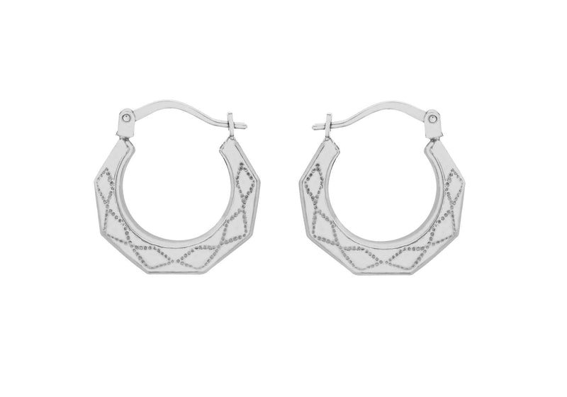Sterling Silver Otagonal Creole Earrings