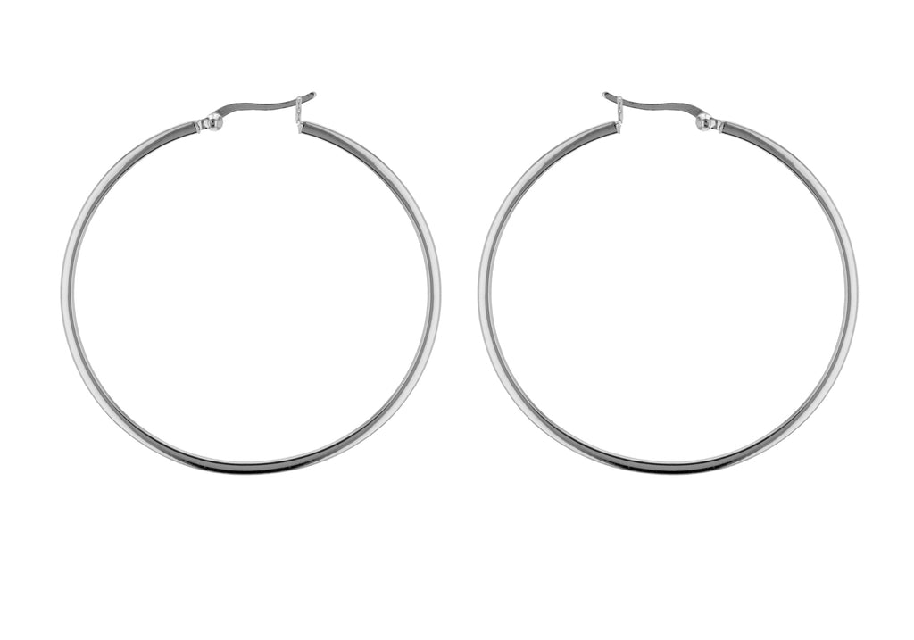 Sterling Silver 50mm Square Tube Hoop Earrings