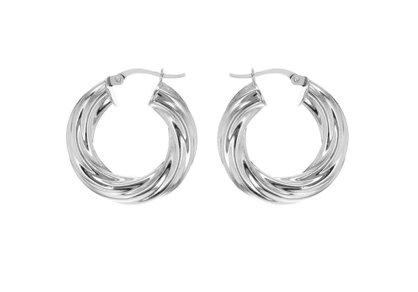 Sterling Silver 27mm Twisted Hoop Earrings