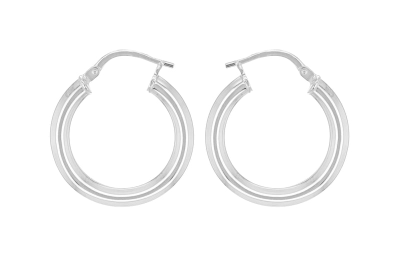 Sterling Silver 21mm Plain Hoop Earrings