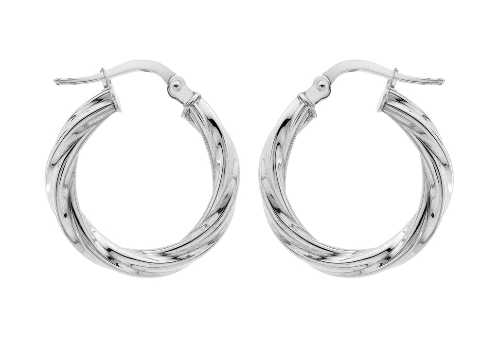 Sterling Silver 22mm Twist Creole Earrings