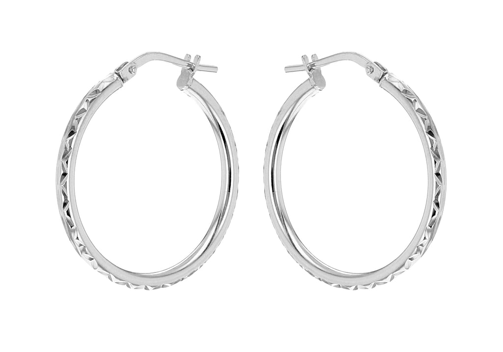 Sterling Silver 24mm Diamond Cut Hoop Earrings