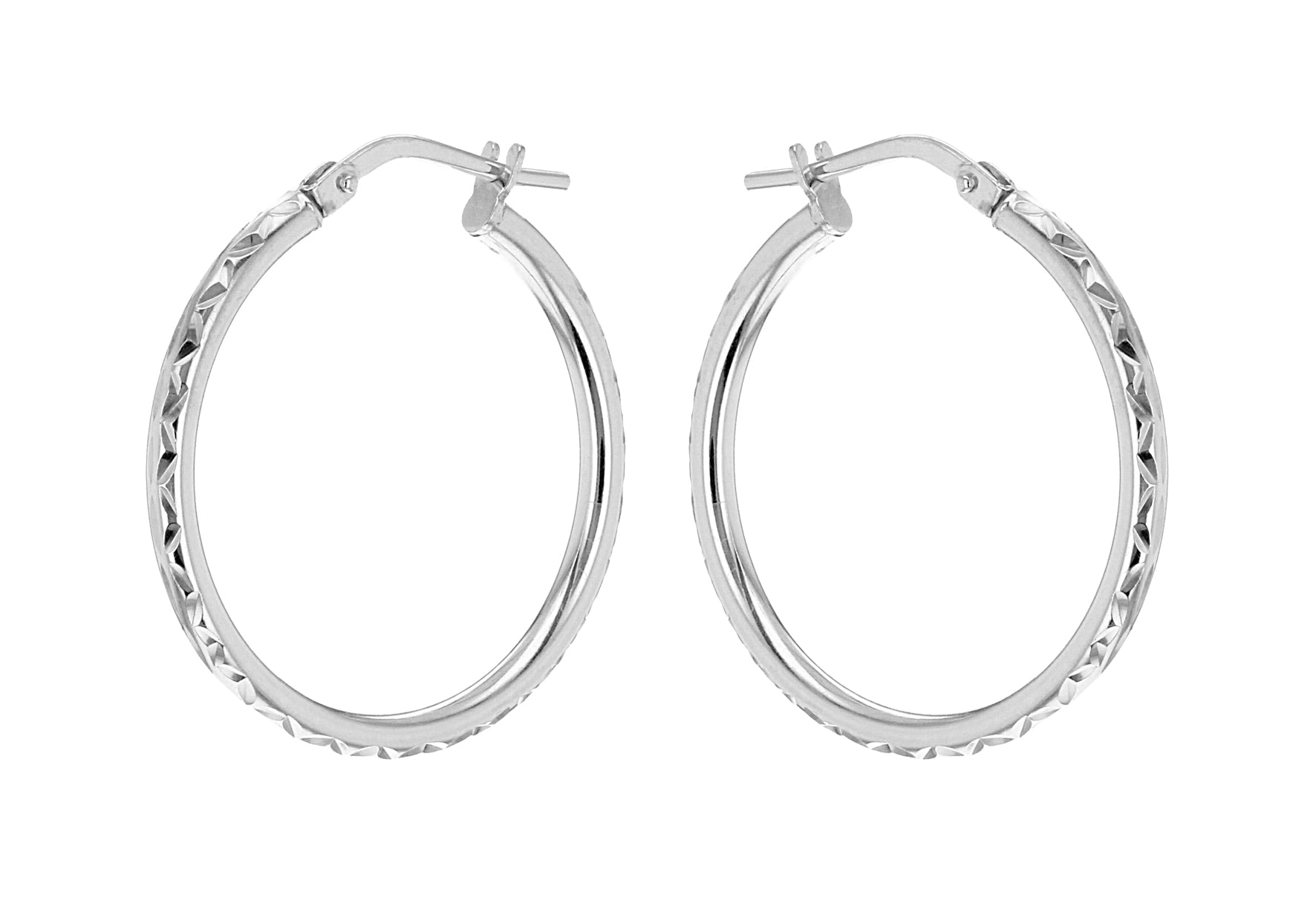 Sterling Silver 24mm Diamond Cut Hoop Earrings