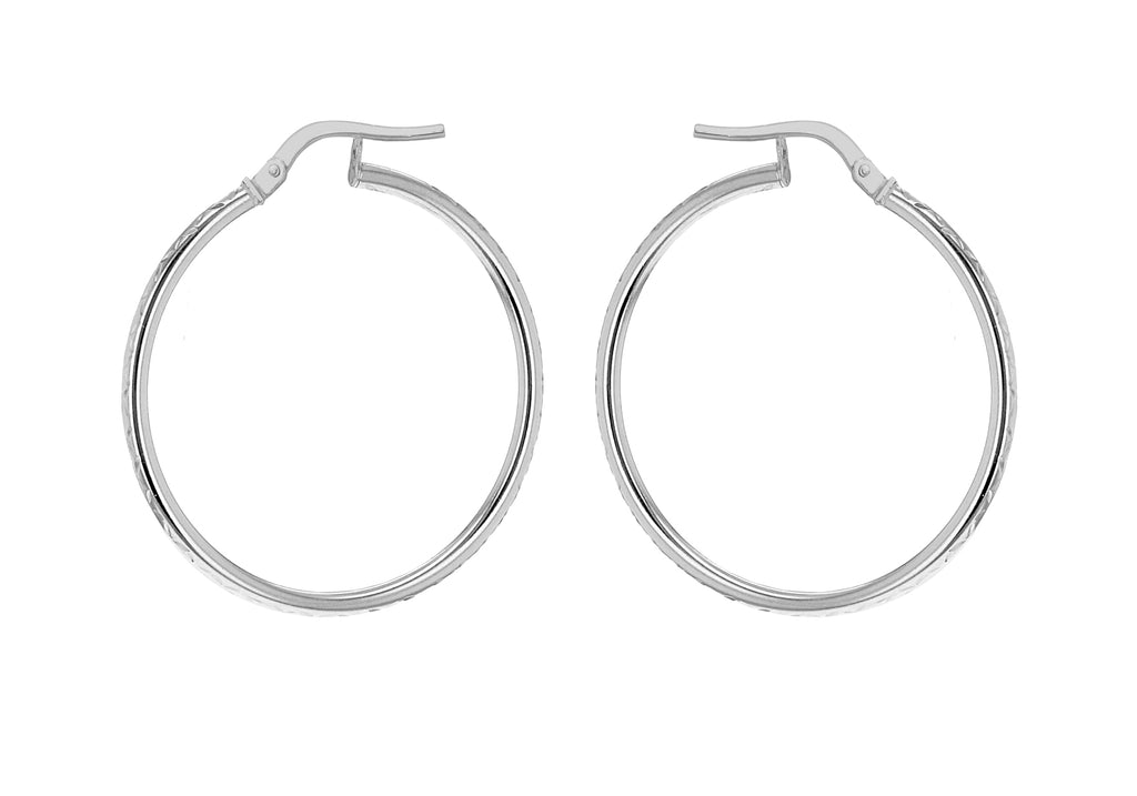 Sterling Silver 34mm Diamond Cut Hoop Earrings