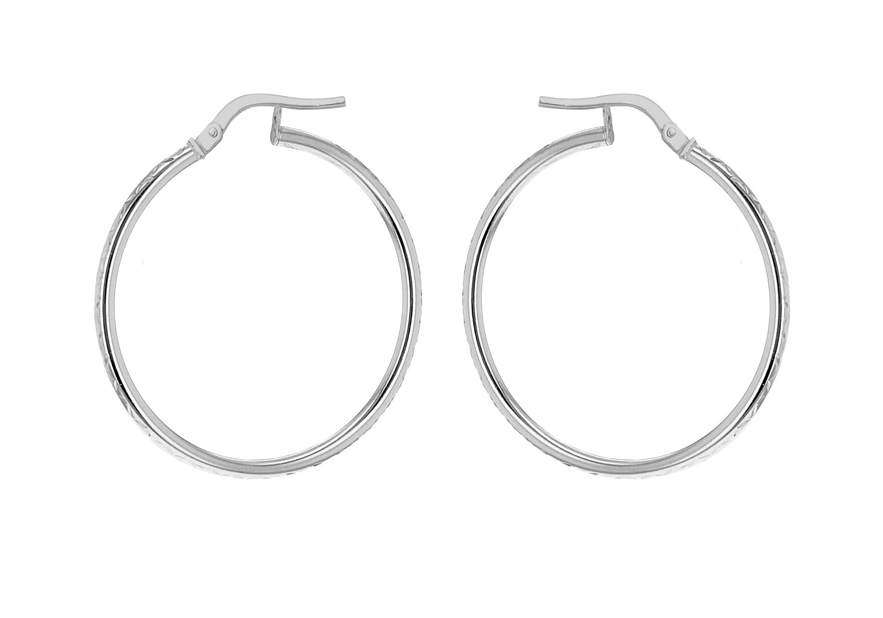 Sterling Silver 34mm Diamond Cut Hoop Earrings