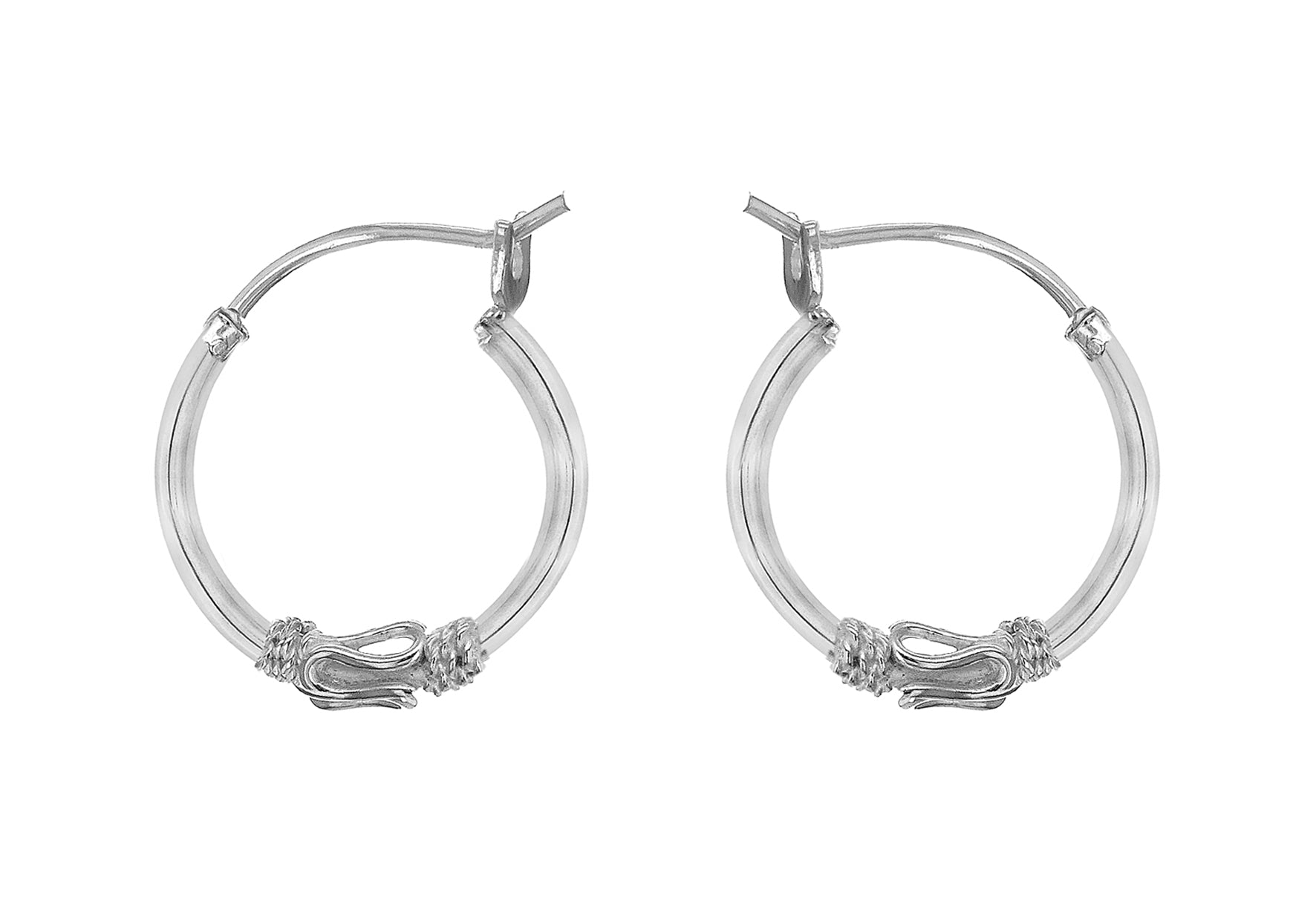 Sterling Silver 16mm Rope Design Hoop Earrings