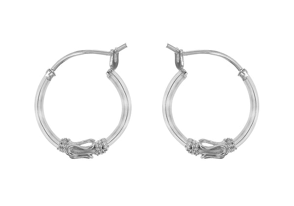 Sterling Silver 16mm Rope Design Hoop Earrings