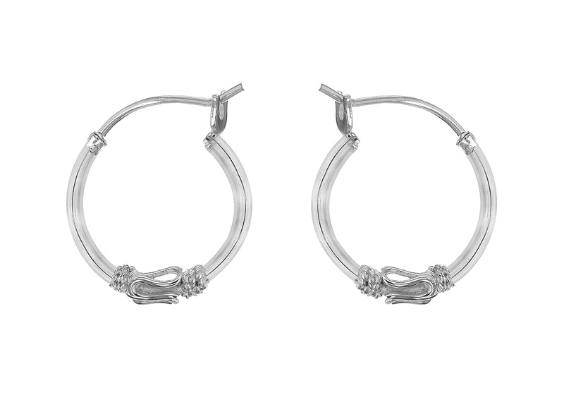 Sterling Silver 16mm Rope Design Hoop Earrings