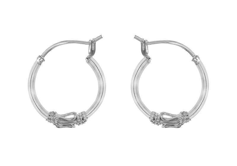 Sterling Silver 16mm Rope Design Hoop Earrings