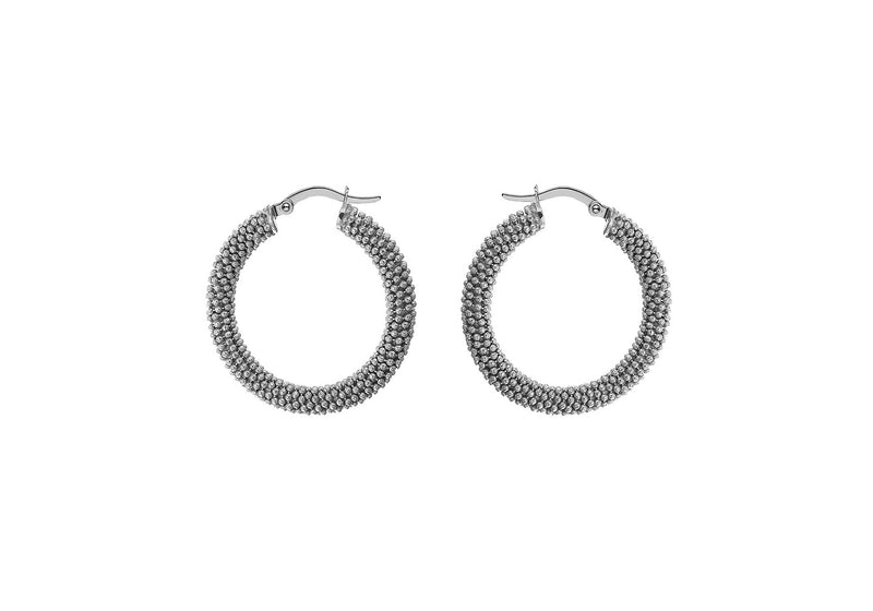 Sterling Silver RCutalite 30mm Textured Hoop Earrings