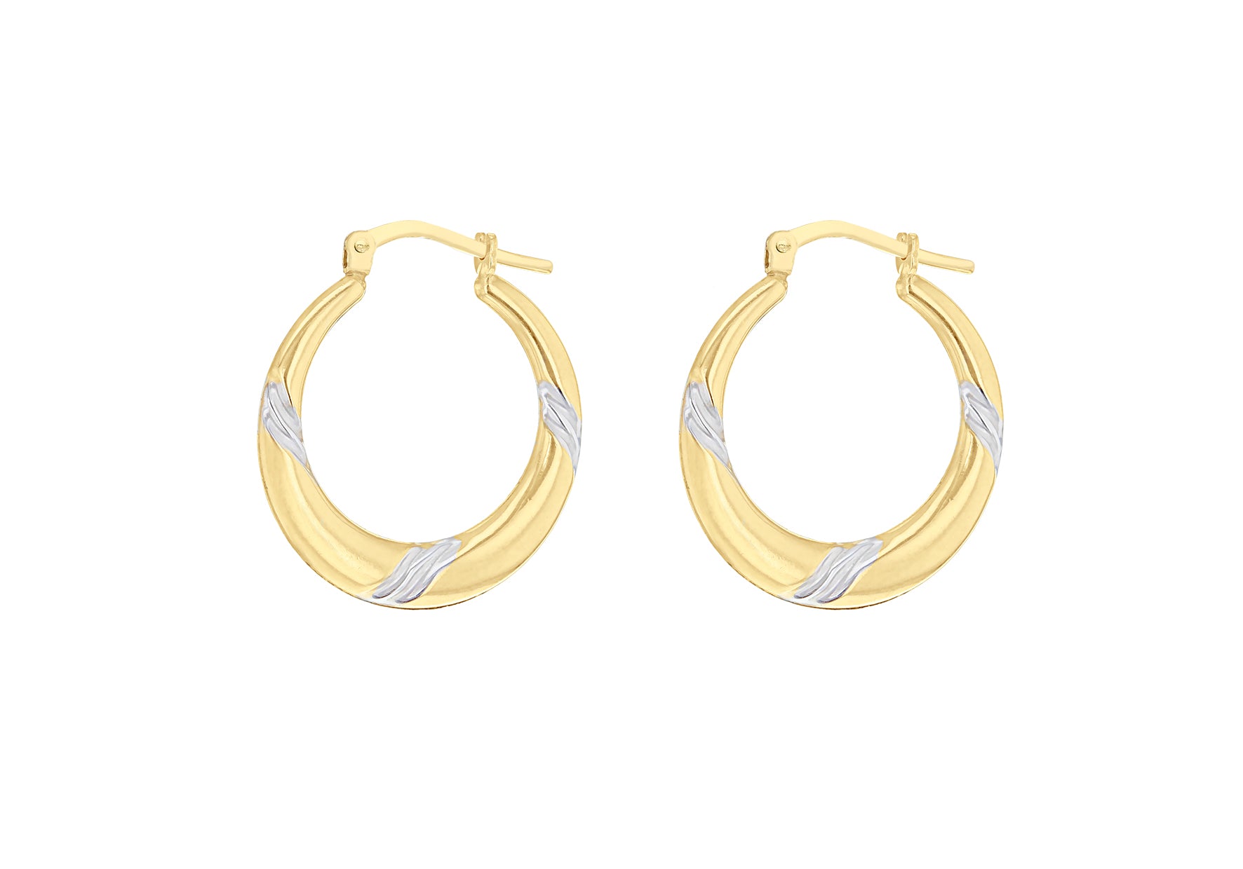 Sterling Silver 9ct Gold Bonded 21mm Round Graduated Creole Earrings