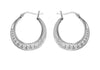 Sterling Silver 22.3mm Greian-Pattern Creole Earrings