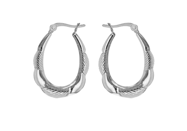 Sterling Silver Patterned Creole Earrings