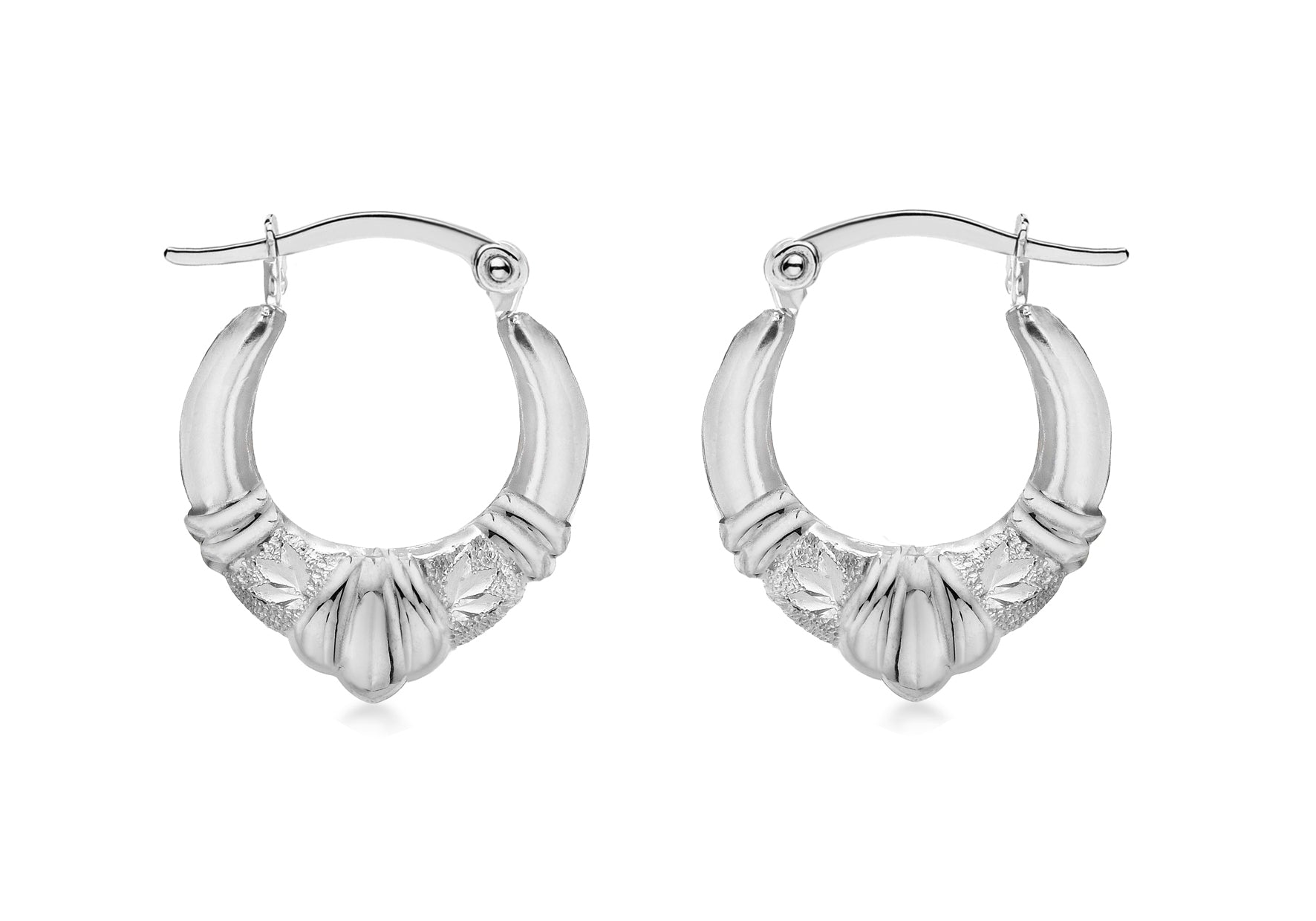 Sterling Silver 18.3mm x 21mm Patterned Creole Earrings