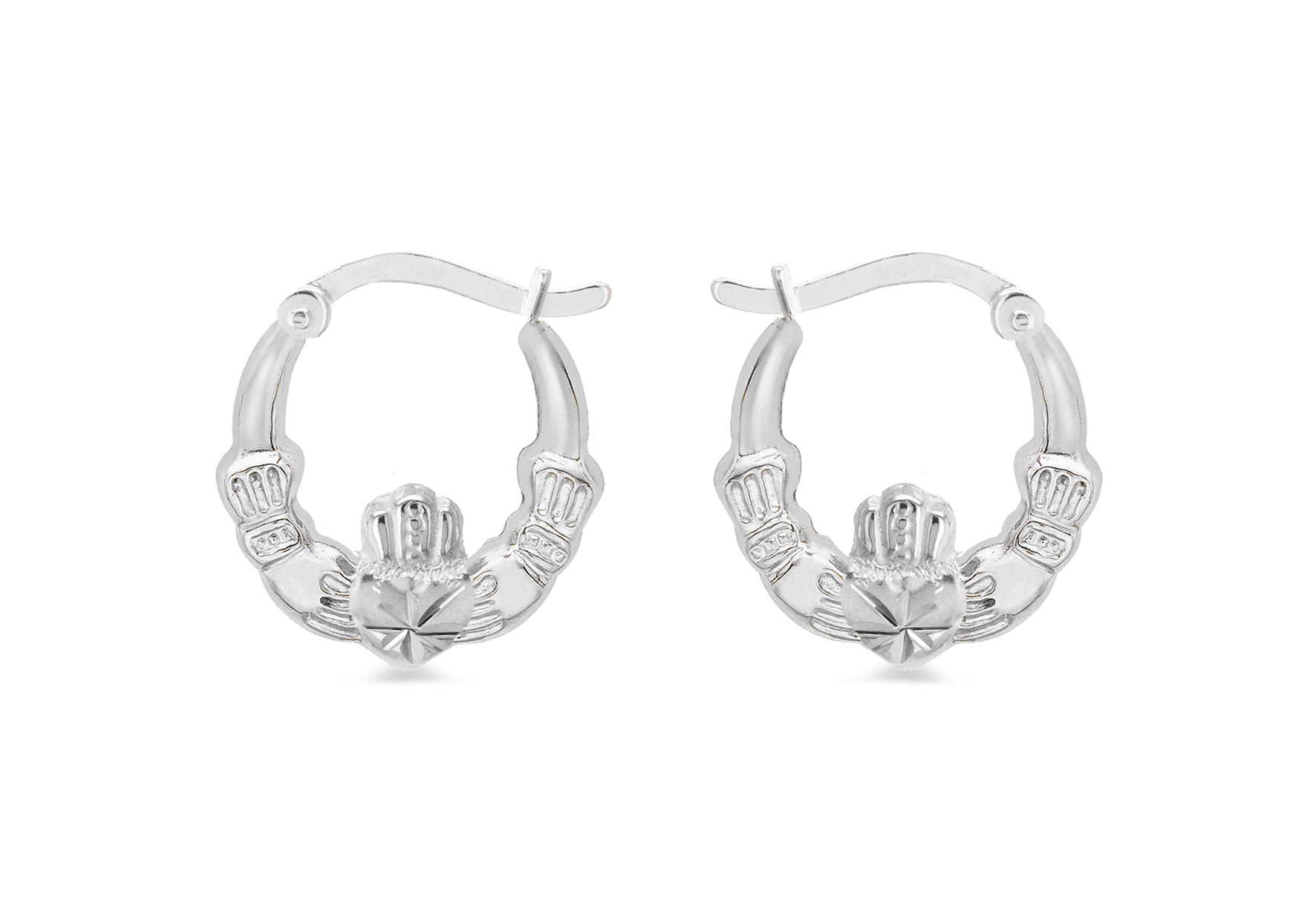 Sterling Silver Claddagh Creole Earrings