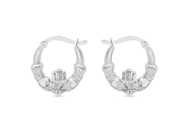 Sterling Silver Claddagh Creole Earrings