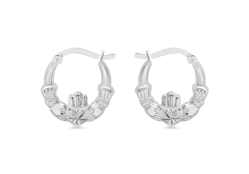 Sterling Silver Claddagh Creole Earrings