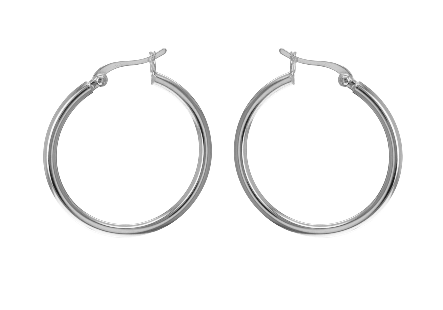 Sterling Silver 30mm Plain Hoop Earrings