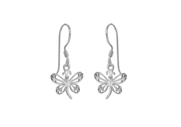 Sterling Silver Dragonfly Drop Earrings