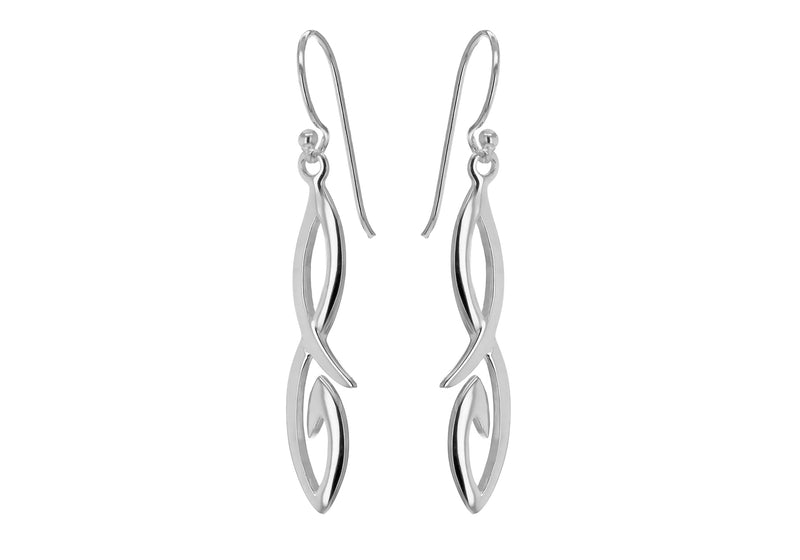 Sterling Silver Crossover Drop Earrings