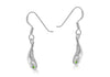 Sterling Silver Green Crystal  Half Twist Drop Earrings