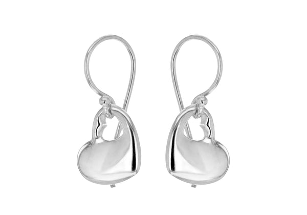 Sterling Silver Heart CutoCut Heart Drop Earrings