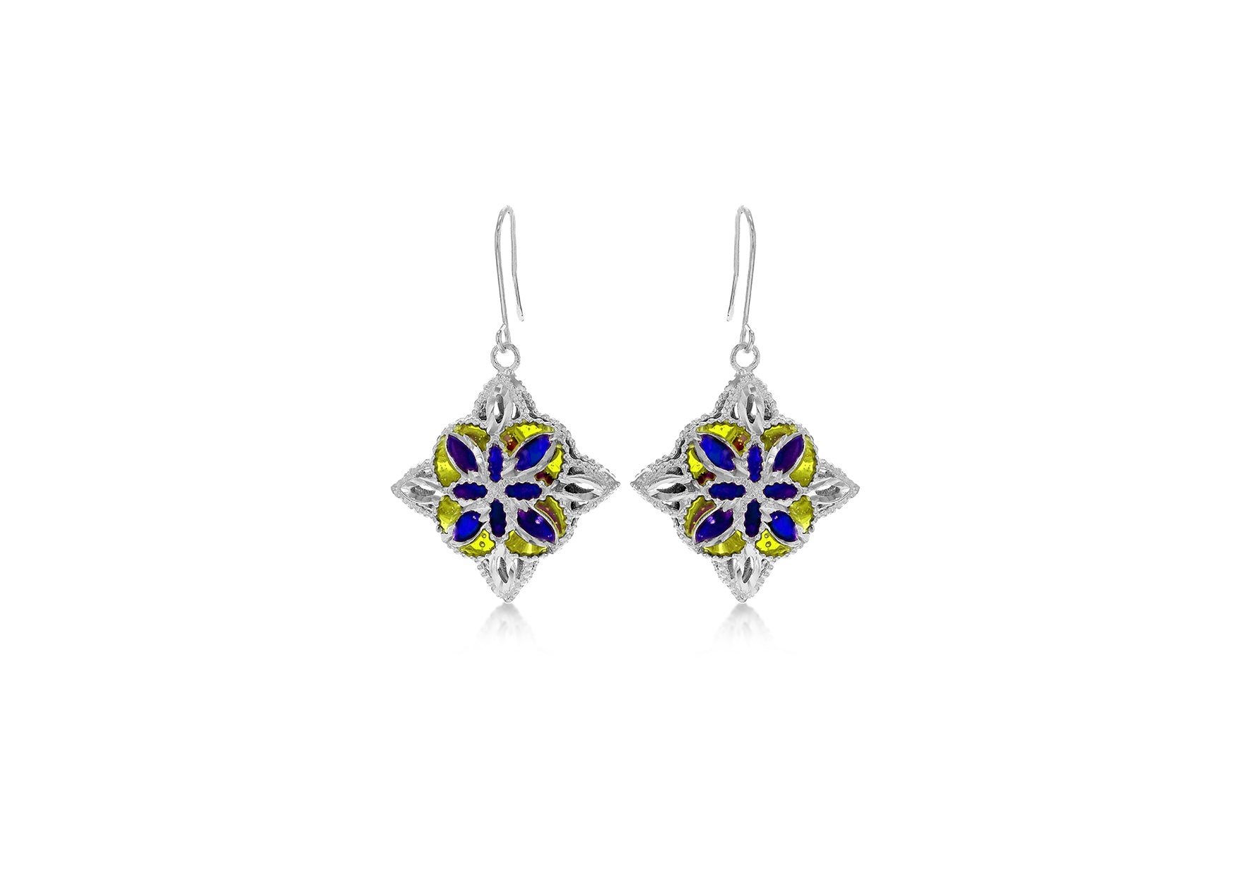 Mosai Enamel Silver Earrings