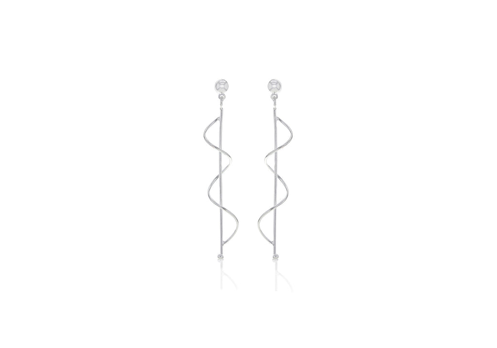 Spiral Silver Drop Earrings
