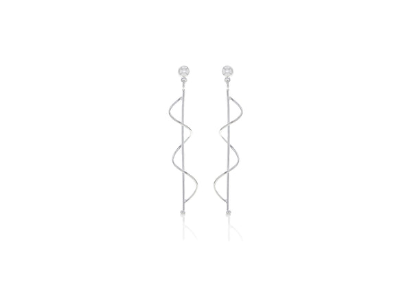 Spiral Silver Drop Earrings