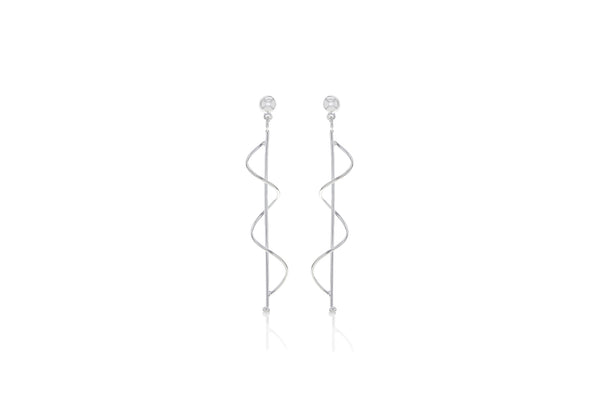 Spiral Silver Drop Earrings