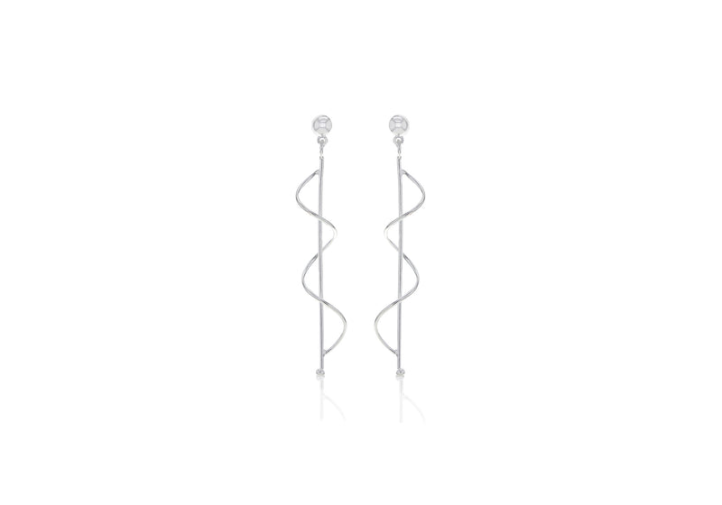 Spiral Silver Drop Earrings