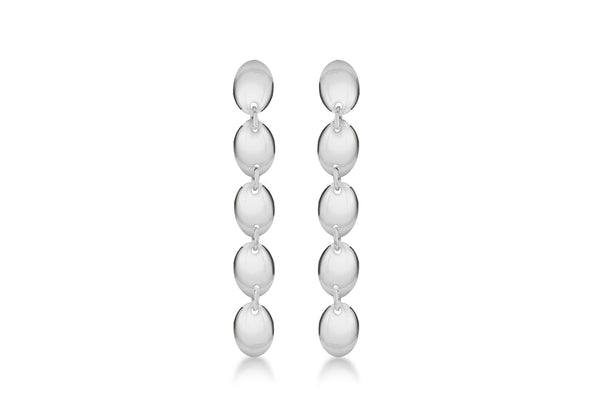 SILVER 5BEAD DROP EARRing