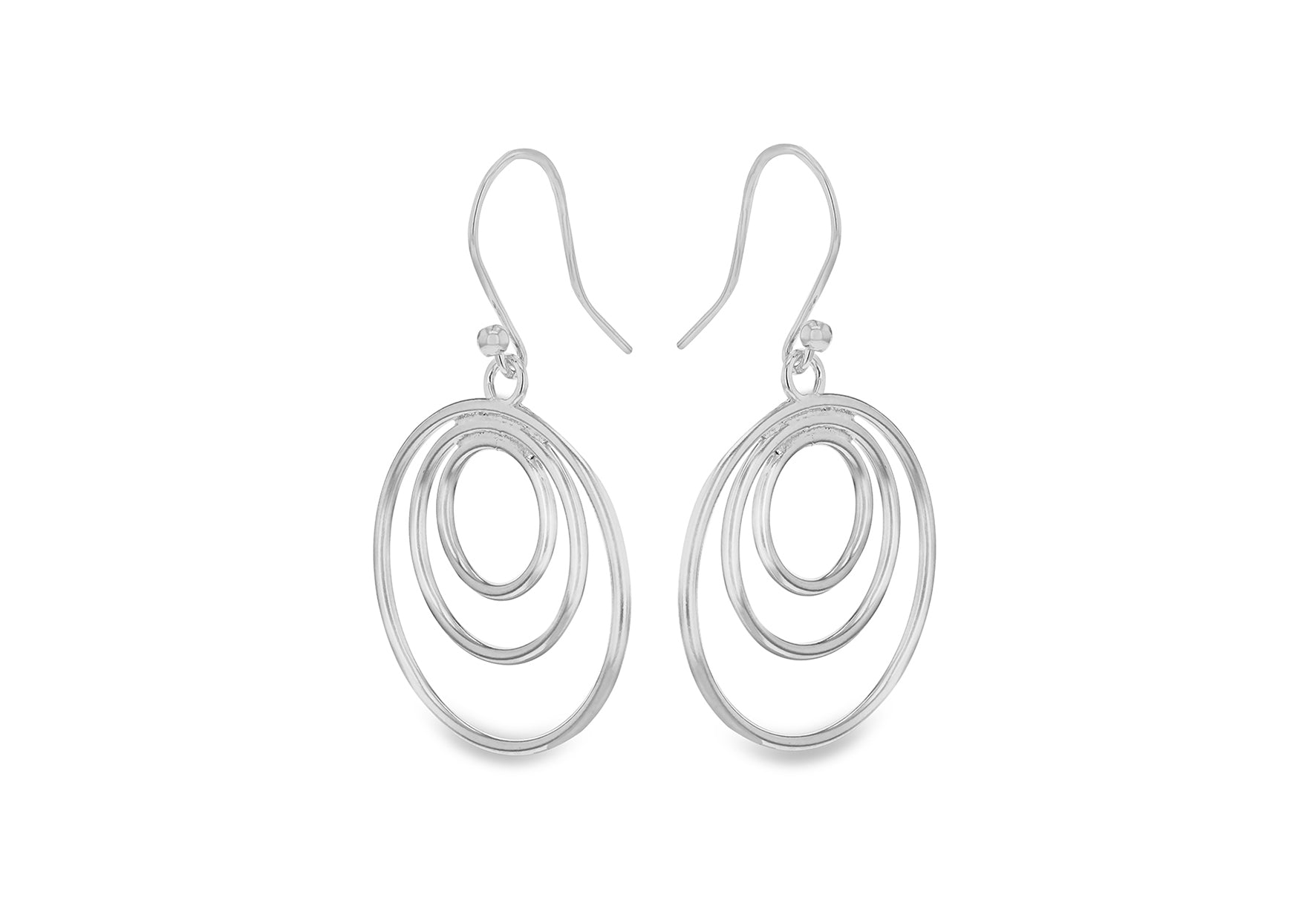 Sterling Silver Triple Circle Drop Earrings 