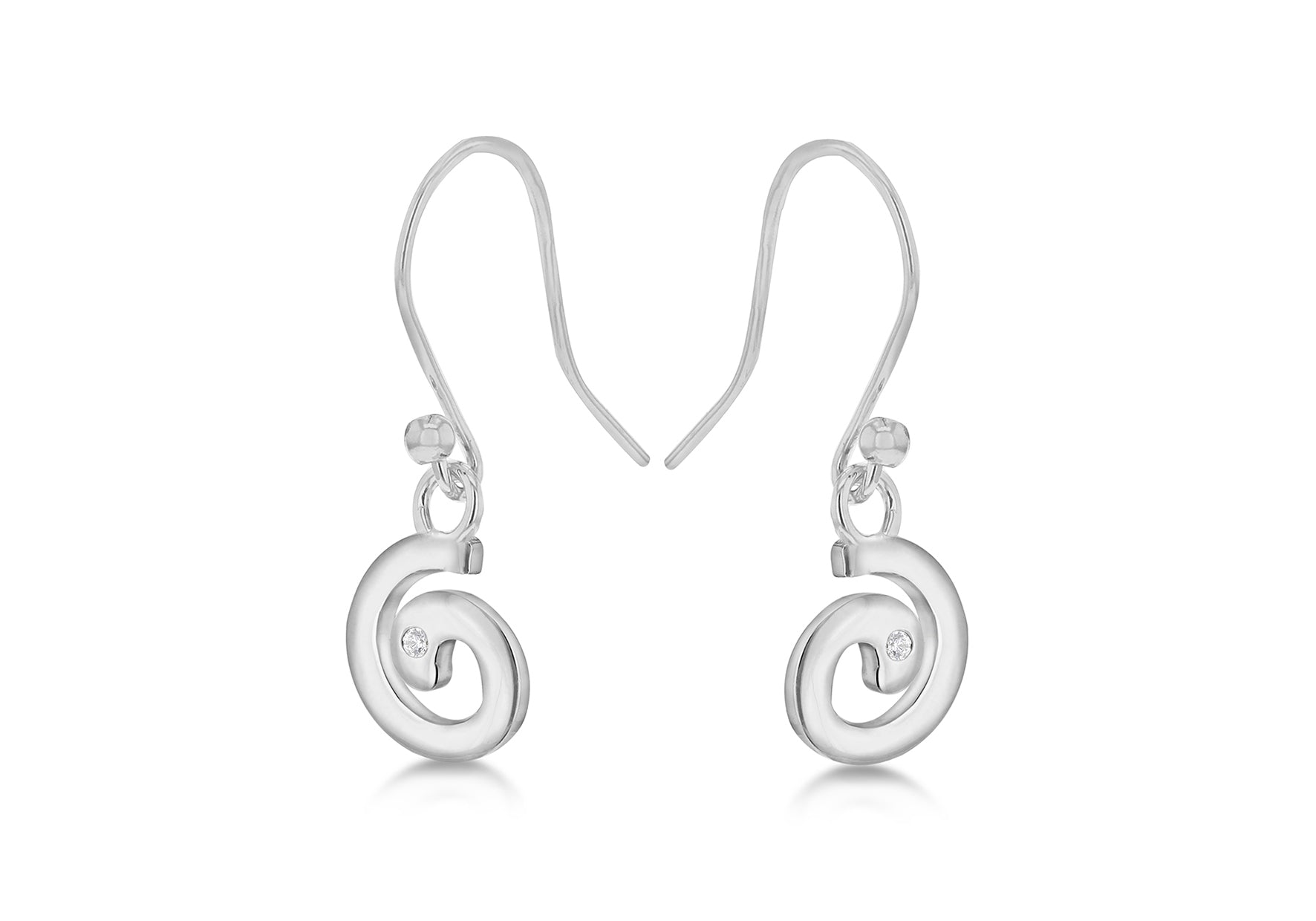 Sterling Silver Rhodium 0.02ct Diamond Drop Earrings 