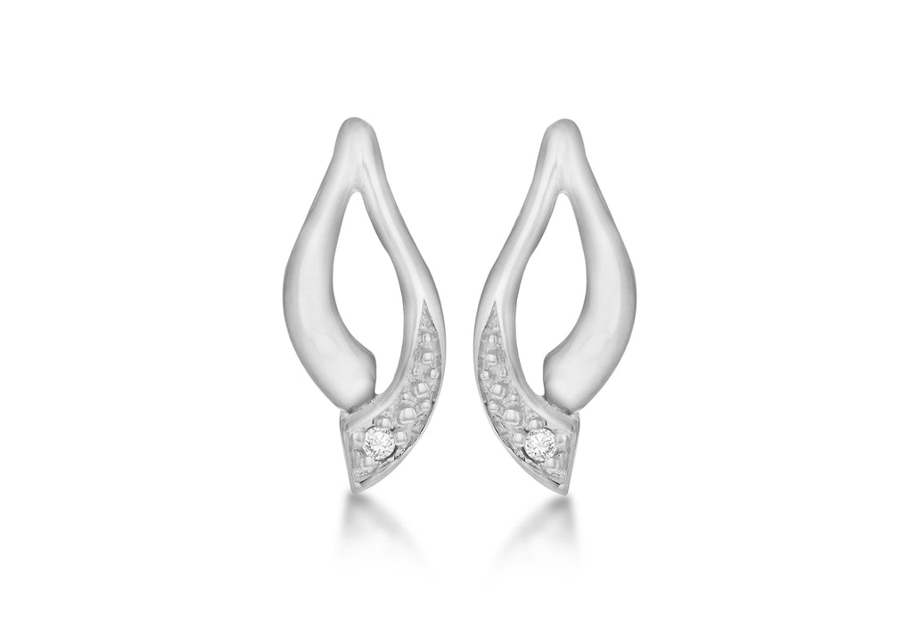 SILVER RH DIA LEAF SHAPE EARR9