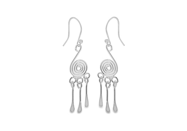 Sterling Silver Circle & Drop Hook Earrings