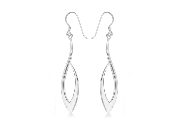 Sterling Silver Leaf Shaped Drop Earrings