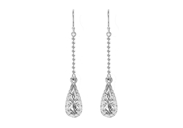 Sterling Silver Diamond Cut Teardrop Earrings