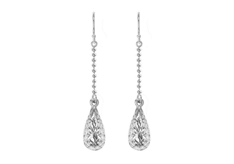 Sterling Silver Diamond Cut Teardrop Earrings