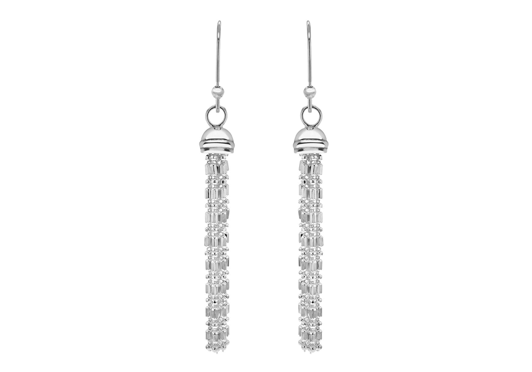 Sterling Silver Bead & Ball Tassel Earrings