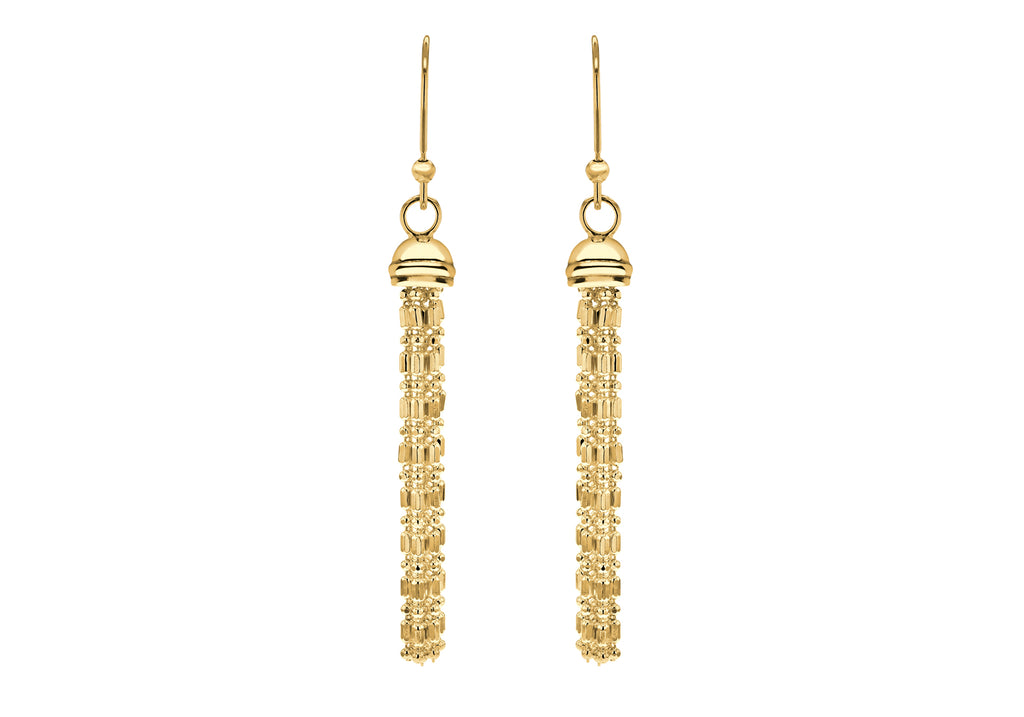 Sterling Silver Yellow Gold Plated Bead & Ball Tassel Earrings