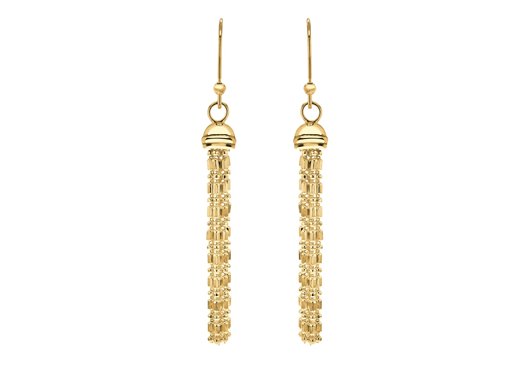 Sterling Silver Yellow Gold Plated Bead & Ball Tassel Earrings