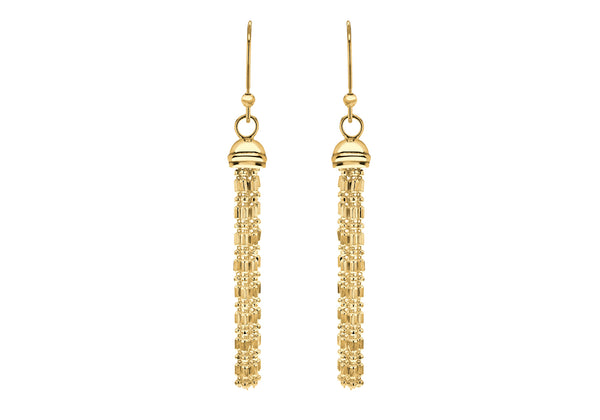 Sterling Silver Yellow Gold Plated Bead & Ball Tassel Earrings