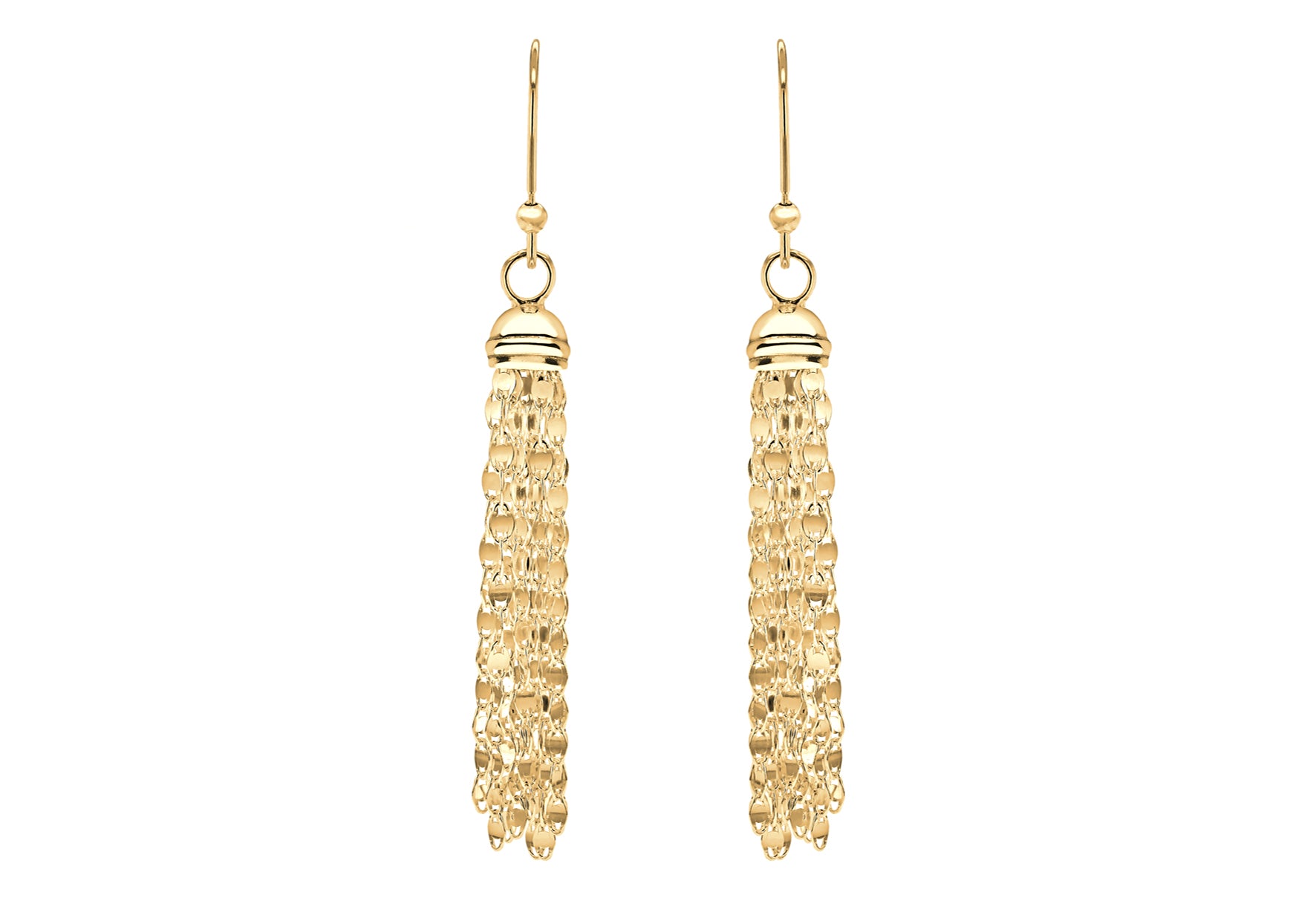 Sterling Silver Yellow Gold Plated Flat Link Tassel Earrings