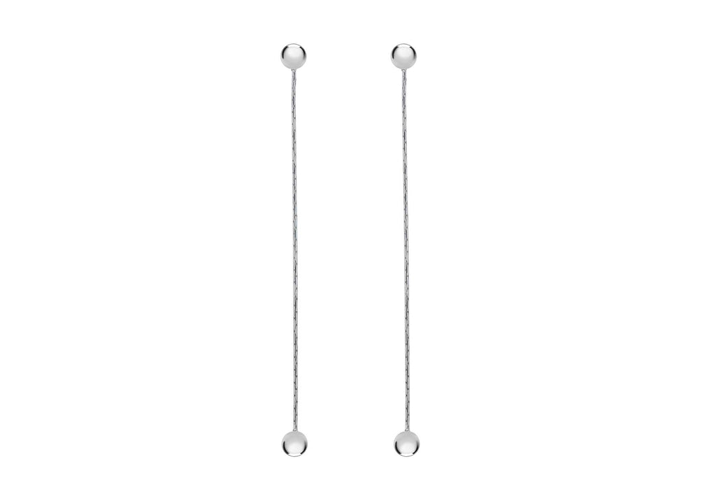 Sterling Silver 4mm Balls and Diamond Cut Snake Chain Drop Earrings