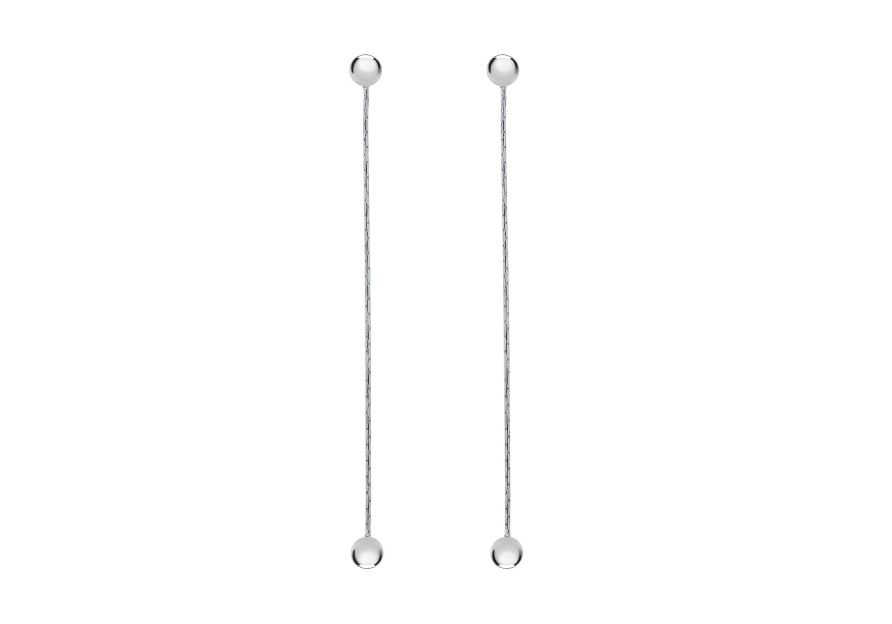 Sterling Silver 4mm Balls and Diamond Cut Snake Chain Drop Earrings