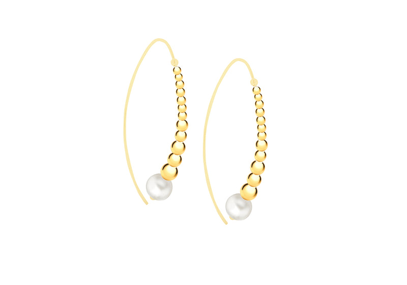 Sterling Silver Freshwater Pearls Bead Drop Earrings